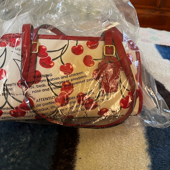 Coach Swing Zip Cherry Print Leather Bag - Picture 16 of 16